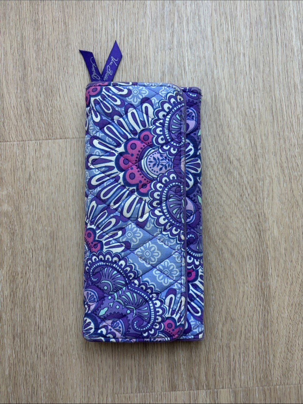 Vera Bradley Purple Quilted Floral Print Wristlet Wallet